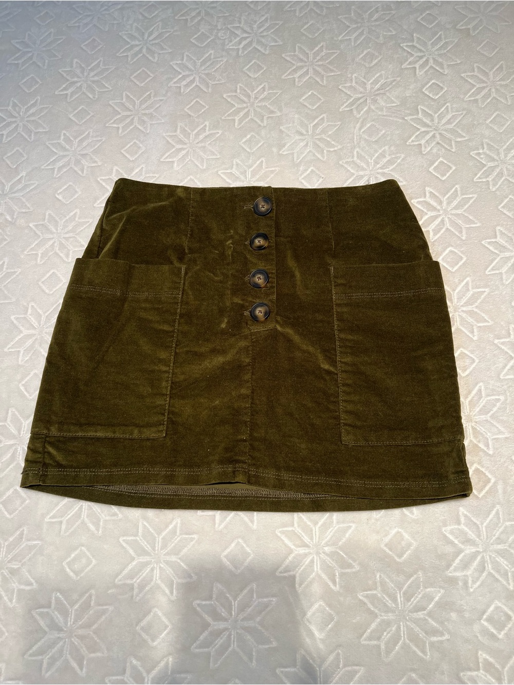 BDG Olive Green Corduroy Button-Front Mini Skirt